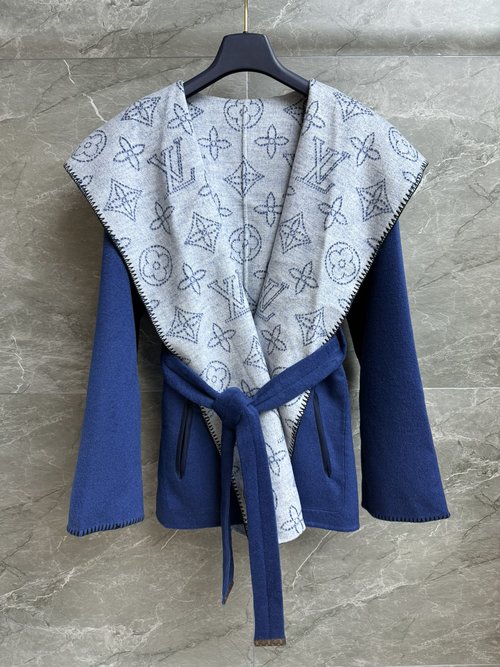 Louis Vuitton Double - Sided Short Coat with Hood and Contrasting Border