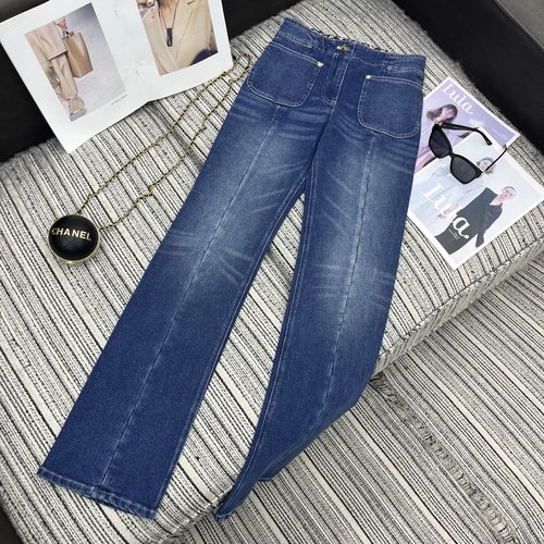 Chanel Cha Series New Denim Narrow Straight-Leg Pants