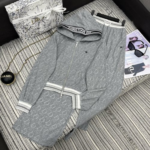 Dior Dio Series: Logo Print Hoodie with Straight-Leg Pants Set