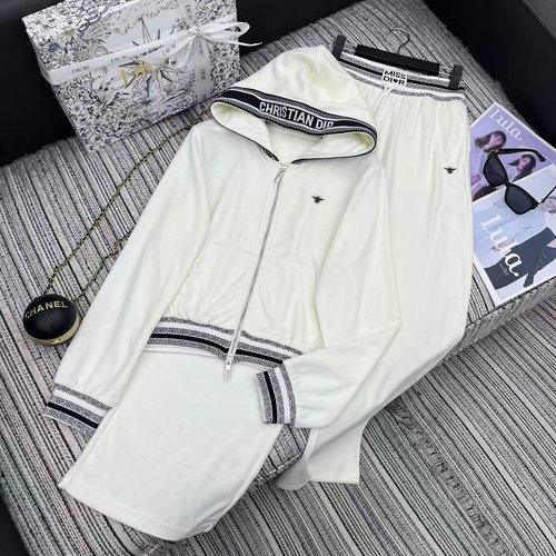 Dior Dio Series: Logo Print Hoodie with Straight-Leg Pants Set