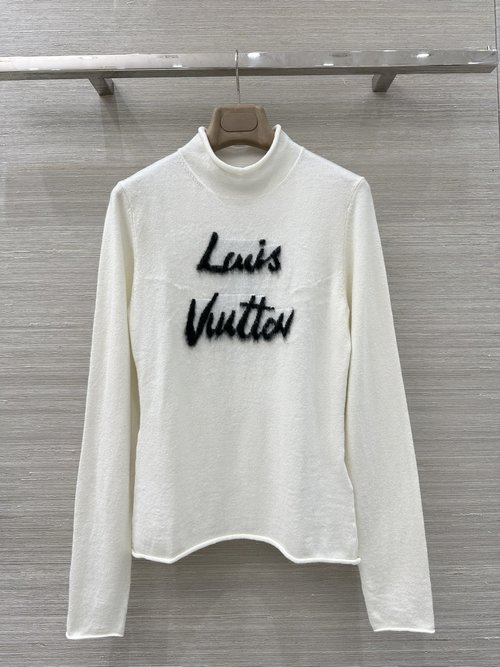 Louis Vuitton High-End Mohair Knit Top with Embossed Letter Pattern