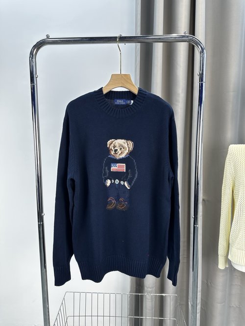 Yves Saint Laurent Flag Bear Cub Embroidered Cotton Round-Neck Pullover