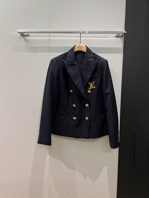 Louis Vuitton Embroidered Badge Double-Breasted Suit Jacket