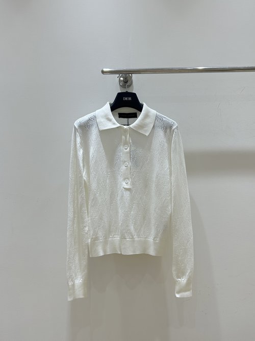 Louis Vuitton Knitted Long-Sleeve Top with Hollowed Design