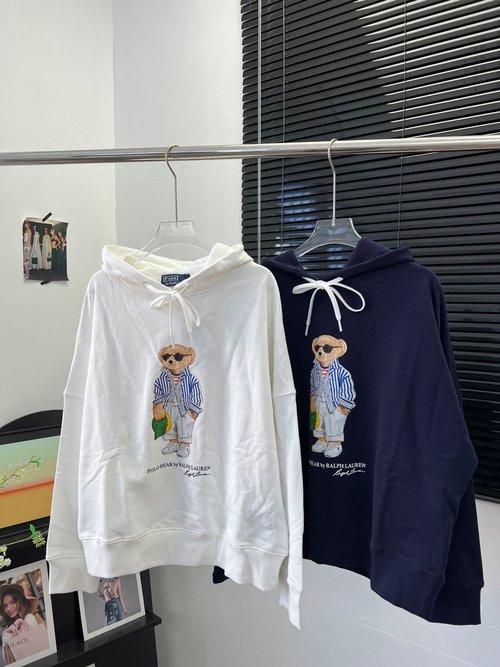 Polo Ralph Lauren Loose and Versatile Pure Cotton Cute Bear Print Hoodie