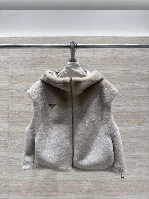 Prada Montone Limited Series Drawstring Double-sided Fur Vest