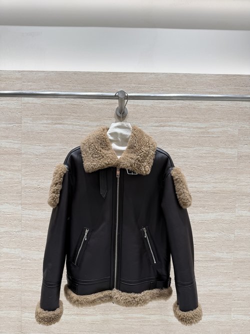 Burberry Imported Fur Aviator Style Jacket with Cute Details