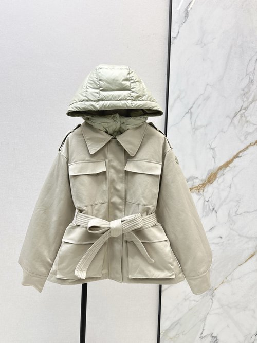 Moncler Mc Series Work - Style Down Jacket with Removable Hood, Soft and Warm
