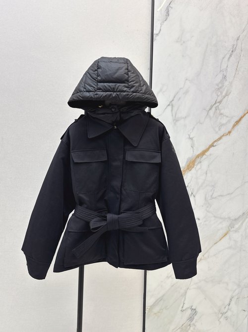 Moncler Mc Series Work - Style Down Jacket with Removable Hood, Soft and Warm