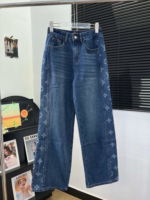 Louis Vuitton High-Waisted Side Logo Denim Jeans