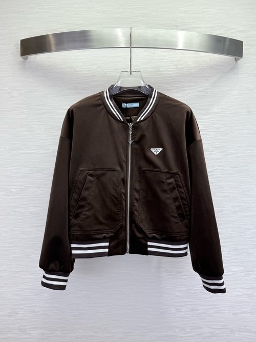 Prada Velvet Jacket with Ribbed Collar and Classic Triangle Logo Accent