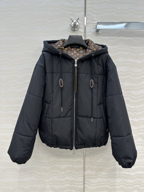 Louis Vuitton Flight Mode Series Monogram Lined Hooded Windproof Cotton Coat