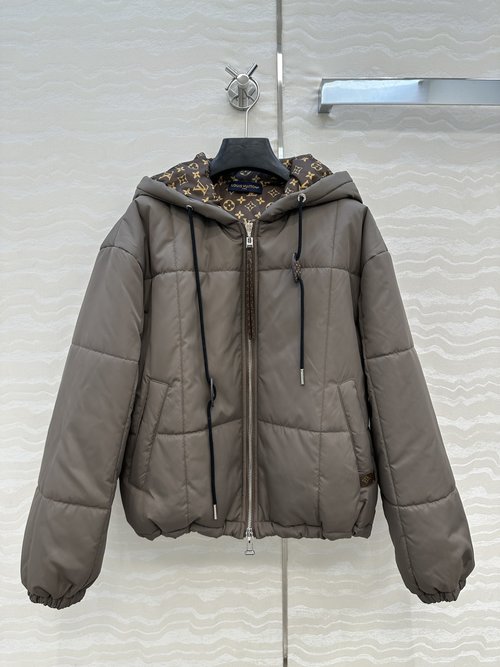 Louis Vuitton Flight Mode Series Monogram Lined Hooded Windproof Cotton Coat