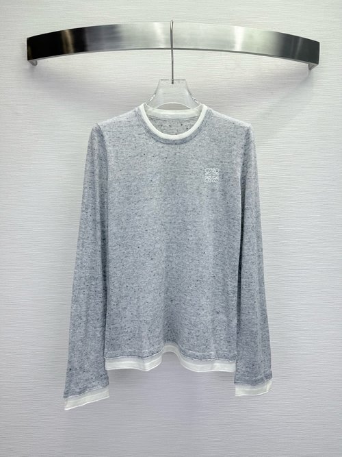 Loewe Round Neck Base Layer with Logo Embroidery and Color Blocking