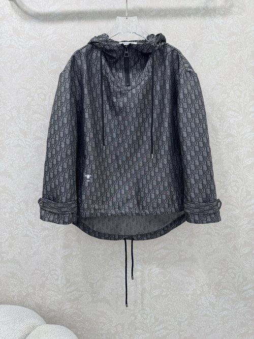 Dior Jacquard Hoodie with Brand Logo and Practical Details