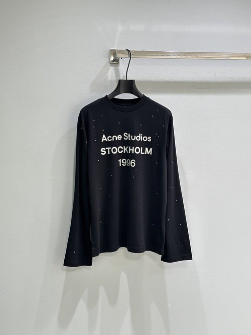 Dior Distressed Long Sleeve with Rhinestones and Gold Logo