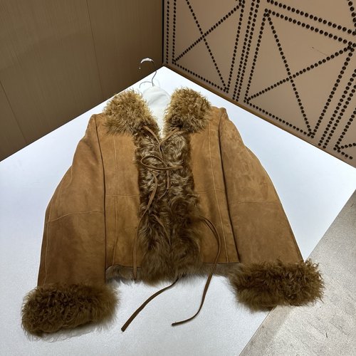 Yves Saint Laurent Refined Fur - Trimmed Coat with Imported Fur and Fabric