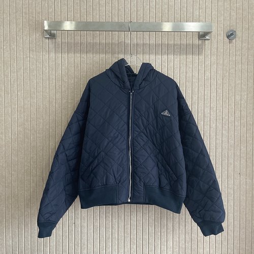 Prada New Stock: Diamond Quilted Hooded Cotton Jacket
