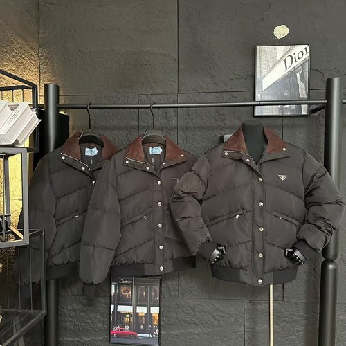 Prada Stand-up Collar Down Jacket with Triangle Logo