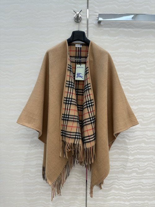 Burberry Exclusive Original Scottish Check Cashmere Wool Scarf Wrap with Handmade Edges
