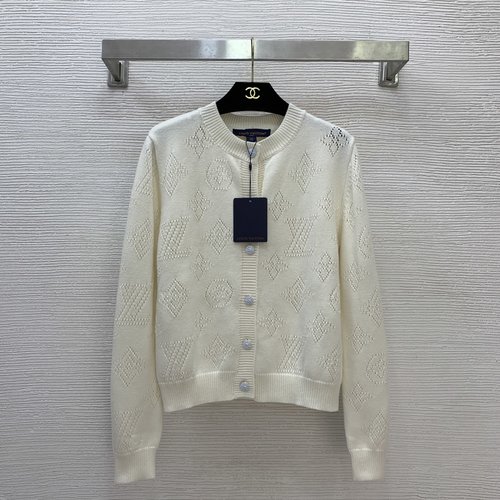 Louis Vuitton Customized Cashmere Wool Knit Cardigan with Logo Buttons