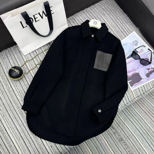 Loewe Recommended Reversible Woolen Shirt - Style Overcoat with Logo - Embossed Pocket