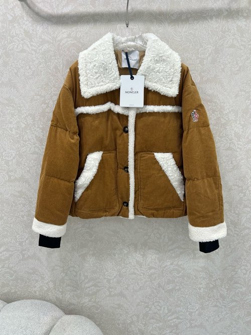 Moncler Spliced Lamb Wool Down Jacket with Eco - friendly Fabric and 3D Tailoring