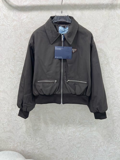 Prada Zip - Up Collar Nylon Jacket with Fine Workmanship