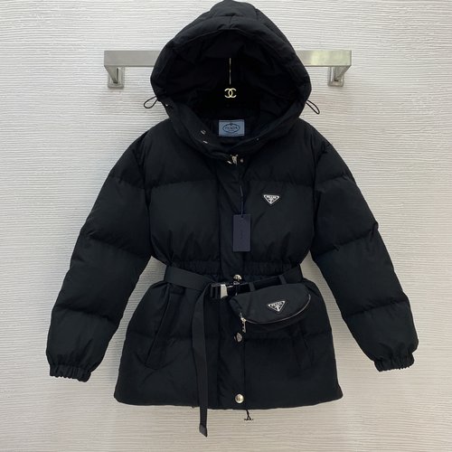 Prada Custom Letter Logo Bread Coat with Metal Buckle