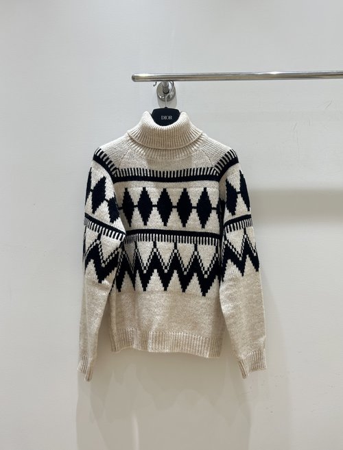Dior Prismatic Print High-Neck Knit Pullover