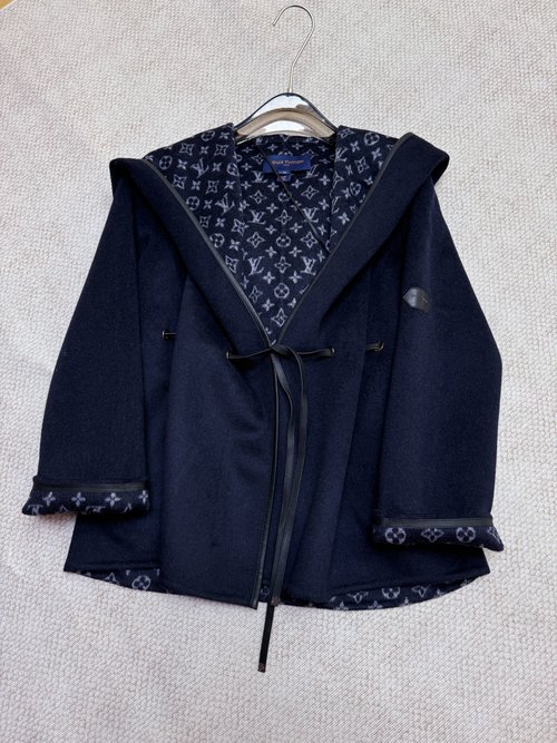 Louis Vuitton Louis Vuitton Navy Drawstring Short Top with Small Flower Design