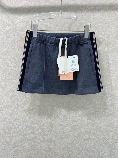 Miu Miu Customized Cotton Jacket and Skirt Set with Color-blocking and Logo Accents