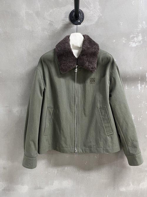 Loewe Sophisticated Long Leather Coat Featuring Imported High-density Fabric