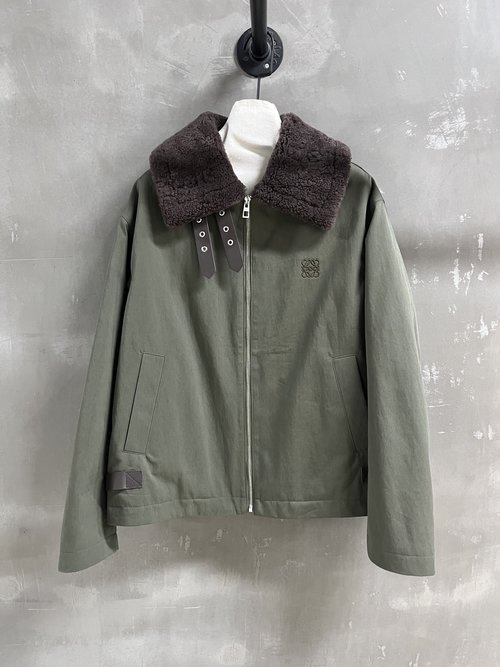 Loewe Versatile Long Leather Coat Made of Imported High-density Fabric