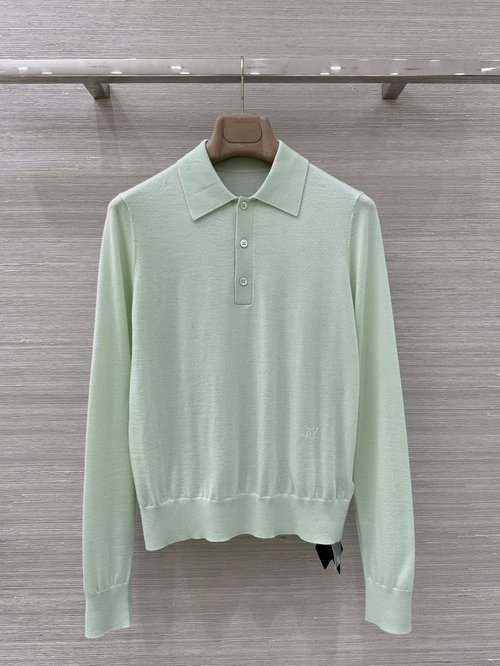 Bottega Veneta Exclusive High - end Single - product Collared Long - sleeve Top in Premium Dyed Colors
