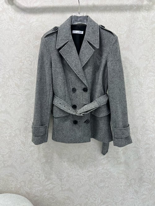 Dior Minimalist Double-breasted Belted Blazer with Trim