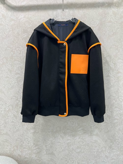 Louis Vuitton Hooded Jacket in Contrasting Colors with Understated Logo Embellishment