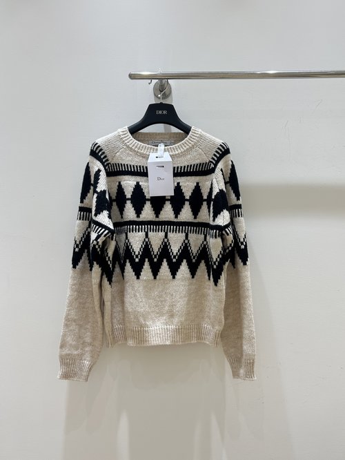 Dior Prismatic Print Round Neck Knit Pullover