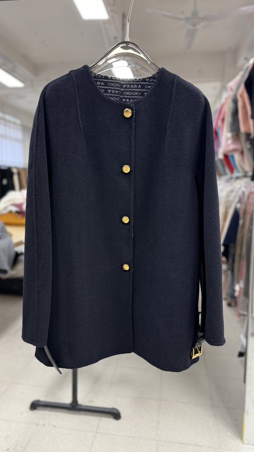 Prada Classic Prada Belted Round Neck Short Coat in Multiple Colors