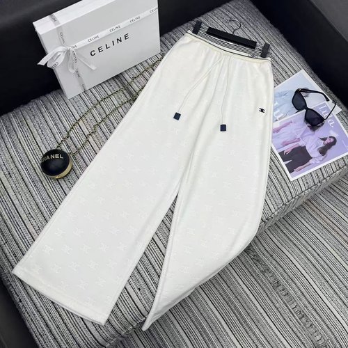 Celine Recommended All-Over Logo Relaxed Straight Pants with Embroidered Arch