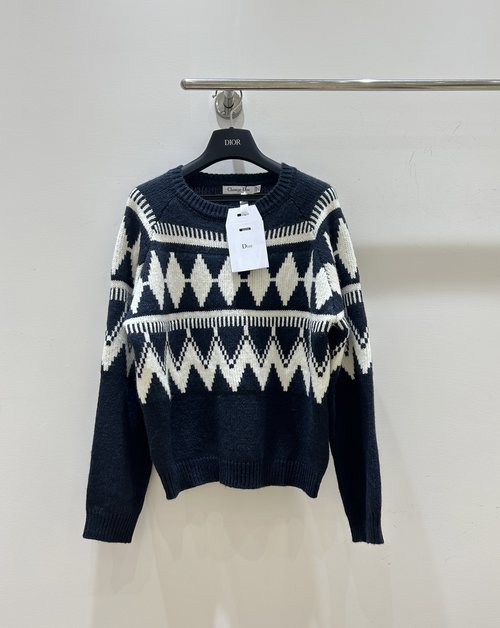 Dior Prismatic Print Round Neck Knit Pullover