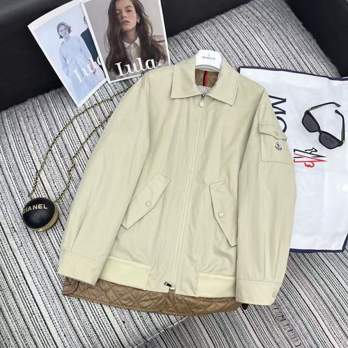 Moncler Recommended Lightweight Cotton Jacket with Sleeve Badge and Quilted Details