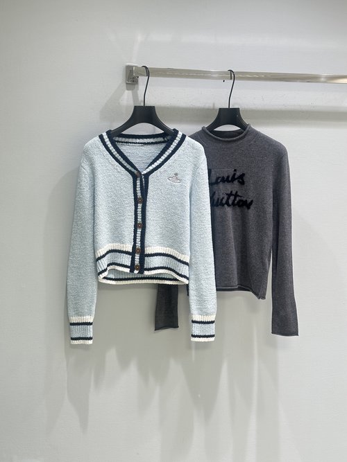 Vivienne Westhood Light Blue V-Neck Top with Embroidered Badge