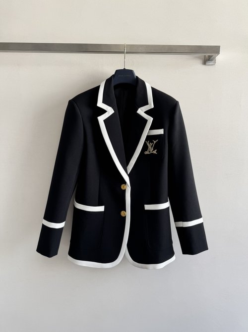 Louis Vuitton Stylish Contrast Stitched Suit Jacket with Logo