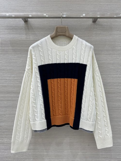 Loewe Josef Albers Collaboration Series: Geometric Color-Blocked Cashmere Top