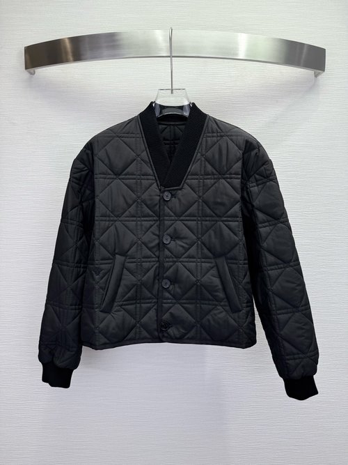 Dior High - Class Ribbed V - Neck Cotton Jacket with Embroidery