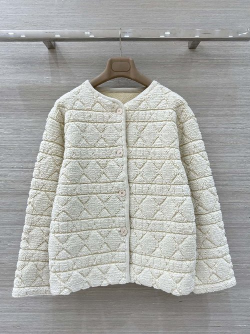 Dior Exclusive Teddy Fur-like Cozy Coat with Back Letter Jacquard Design
