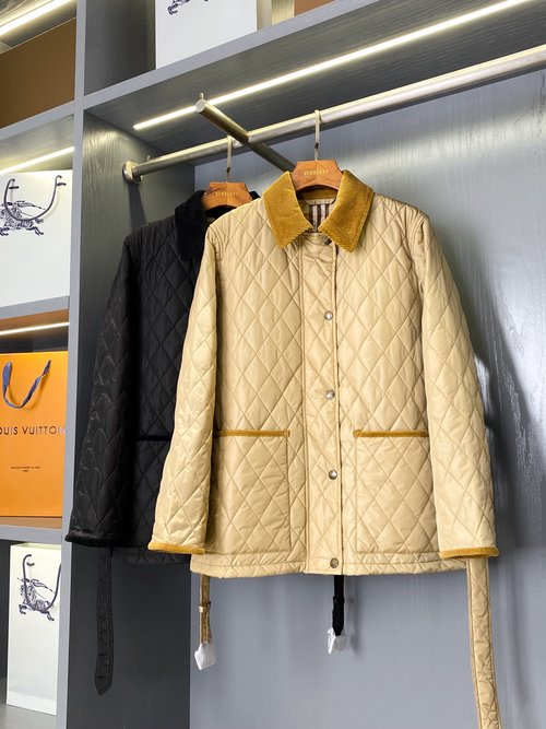 Burberry Lightweight Quilted Nylon Jacket with Belt, Waterproof and Warm