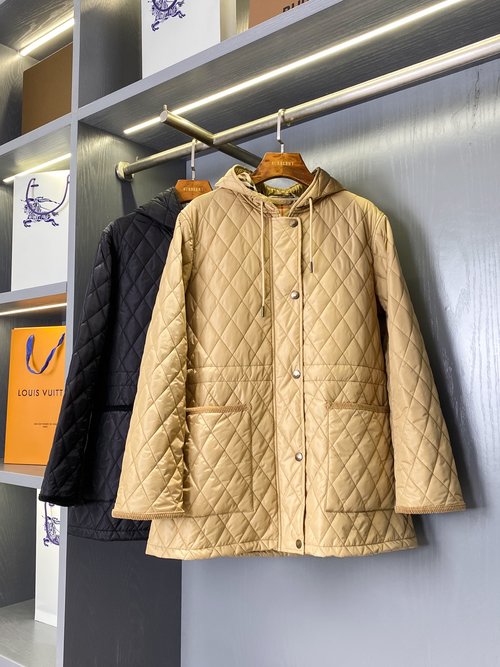 Burberry Quilted Nylon Windproof Cotton Coat, Waterproof and Warm