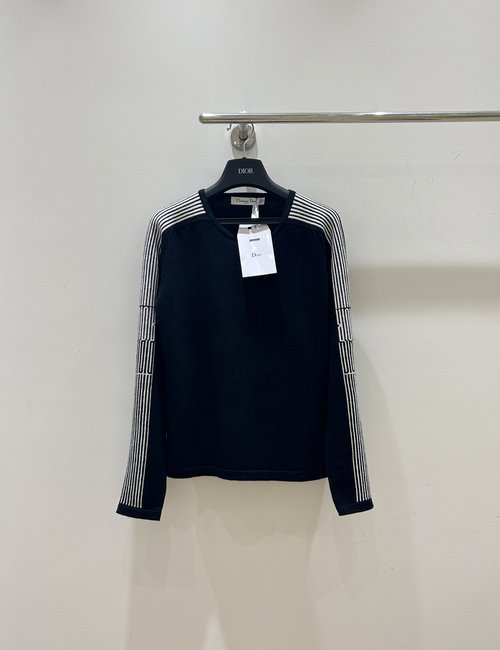 Dior Classic Striped Color - blocked Knit Wool Long - sleeved Base Layer